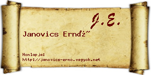 Janovics Ernő névjegykártya